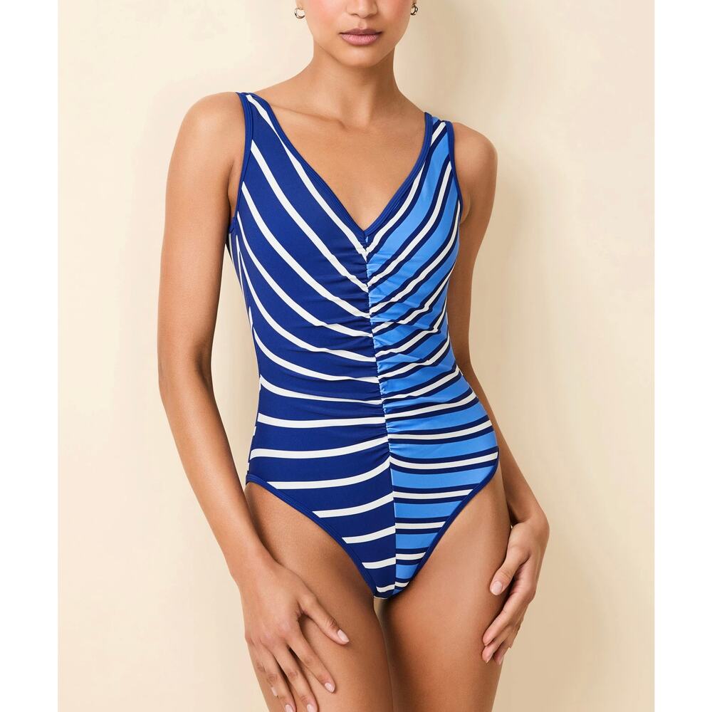 Solid & Striped Lucia One‎ Piece Marina Blue Maritime Navy Stripe Swimsuit XS